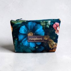 Etui na klucze z czarnego weluru w kwiaty ciemne kolory, handmade I