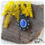 Wisior sutasz soutache Czarny Blue niebieski - Soutage