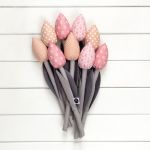 TULIPANY, szaro pastelowo różowowy bukiet - bawełniany bukiet szaro pastelowo różowych tulipanów