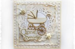 Kartka na Chrzest z wózkiem