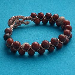 Jaspis Czerwony bransoletka makrama