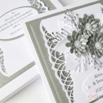 Kartka ŚLUBNA z szarymi kwiatami /Z - Biało-szara kartka na ślub w pudełku