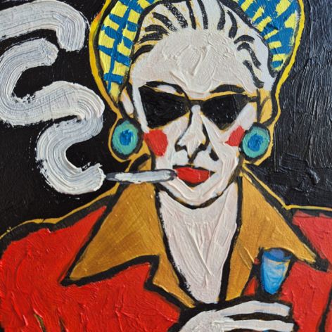  obraz olejny kobieta z czarnego tła