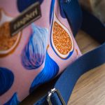 Granatowa listonoszka z kominem z weluru w figi handmade, unikat - 