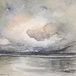 Pejzaż-akwarela formatu 20/20 cm . - 