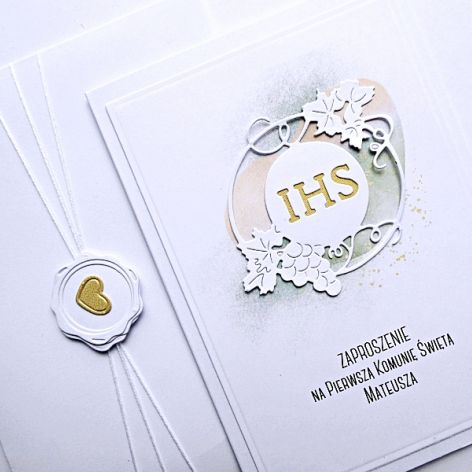 Zaproszenie komunijne delikatne handmade