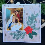 kartka bożonarodzeniowa ze św. Rodziną w szopce - kartka od przodu