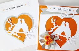 Kartka W DNIU ŚLUBU z gołąbkami