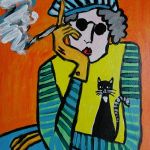 obraz babcia z fajką - 