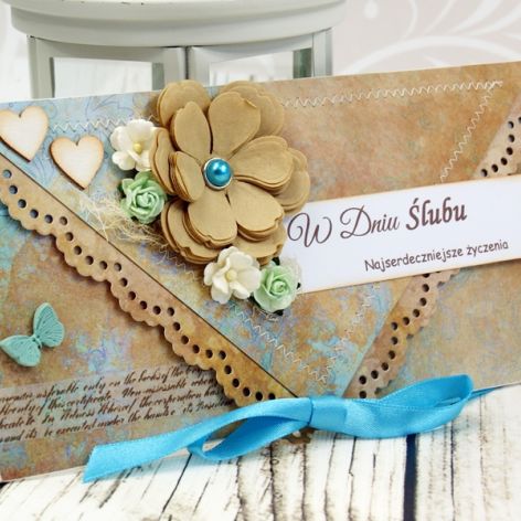 Kopertówka ślubna-miętowe latte