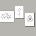 Kwiat lotosu - grafika autorska, rysunek jedna linia - Mała galeria