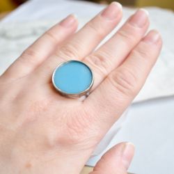 Niebieski - pierścionek ze szkłem