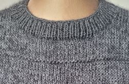 Sweter melanżowy popielato - czarny z jedwabiem