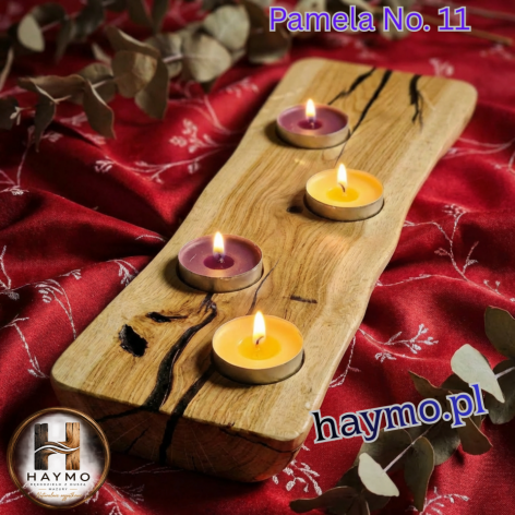 Świecznik drewniany dąb żywica Pamela No. 11