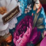 Listonoszka z kominem z weluru ecru i turkusowych peonii – handmade, unikat - 