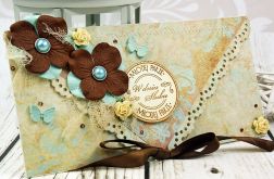 Kopertówka z okazji ślubu-turkusy i brązy