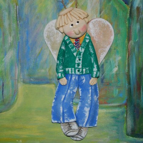 Jasiek na imprezie - aniołek z masy solnej, prezent, dekoracja