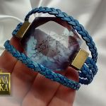 Blue Day - bransoleta z żywicy i rzemieni - 