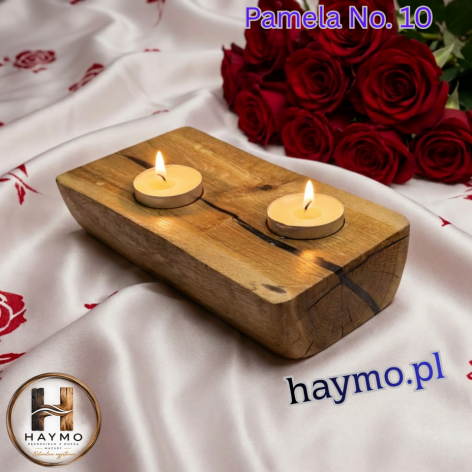 Świecznik drewniany dębowy sęk Pamela No. 10