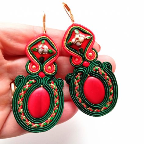 Red Cloisonne kolczyki sutasz