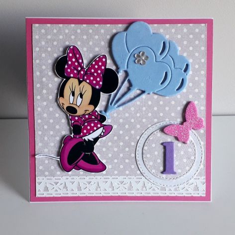 Kartka na Urodziny ręcznie robiona Minnie