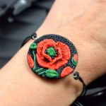 Sznurkowa bransoletka "czerwony mak" - bransoletka czerwony mak