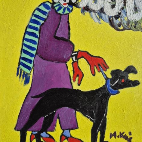 obraz olejny babcia dymek z papirosa