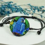 Ara Hiacyntowa - kolorowy komplet biżuterii - biżuteria z papugami