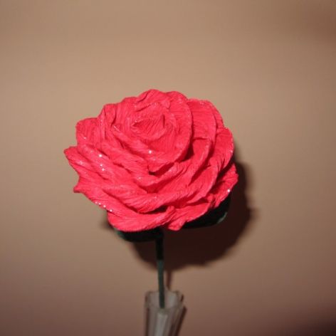 Róża różowa ze srebrnym brokatem