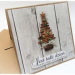 Kartka bożonarodzeniowa z choinką -drewno - kartka z bozonarodzeniowa choinką