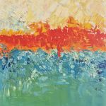 obraz olejny abstrakcja horyzont w ogniu - 