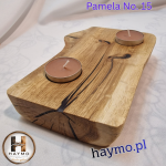 Świecznik drewniany stary dąb sęk żywica bio-olej Pamela No. 15 - 