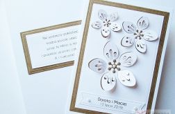 Kartka NA ŚLUB biało-brązowa z cytatem