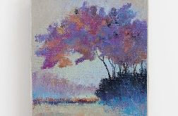 Fioletowe drzewo-praca wykonana pastelami