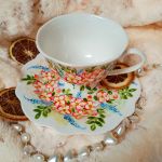 Kwiatowy komplet ręcznie malowany 200 ml. - ręcznie malowane