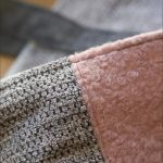 Duża shopperka z szarej plecionki i pudroworóżowej bukli - unikat handmade - 
