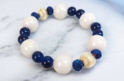 Bransoletka na gumce granatowo-biała