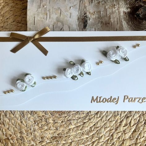 092,Kartka ślubna z dodatkiem starego złota