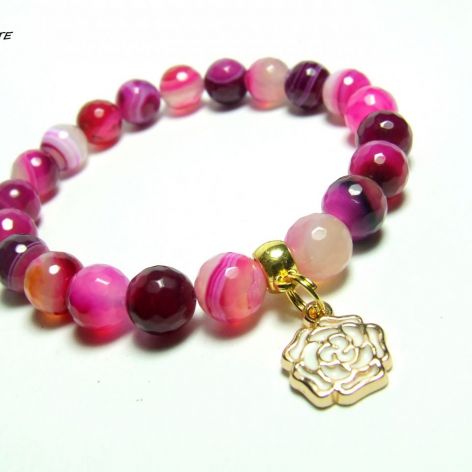 Bransoletka - AGATY I RÓŻE