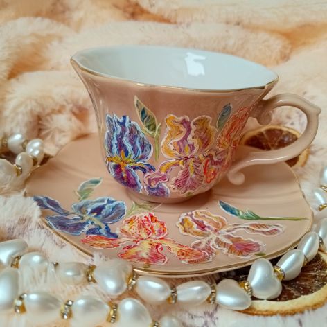 Irysy ręcznie malowany komplet