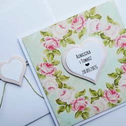 Kartka na ślub z wiankiem różami romantyczna 