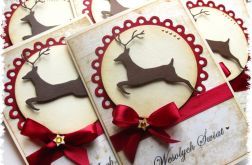 Kartka świąteczna w brązach z reniferem