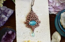 Miedziany wiktoriański wisiorek z amazonitem #356