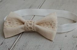 Opaska niemowlęca -Rustykalna kokardka ecri