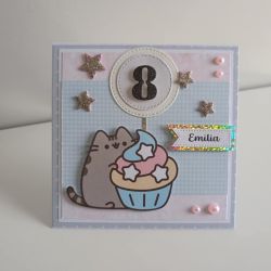 Kartka na urodziny Pusheen z personalizacją