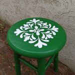 zielony taboret lite drewno handmade mandala - drewniany taboret odnowiony ręcznie zielony IfGift