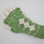 Mitenki handmade wełna zielone - modne rękawiczki