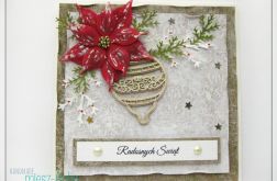 Kartka świąteczna z brokatową bombką 1