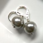 Błękitne lub szare perły Majorka i srebro, kolczyki z perłami - 