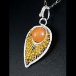 Cyrkonia, srebrny wisior z cyrkonią i agatem - Sterling Silver pendant with Agate and yellow cubic zirconia gift for her gift for mom perfect present unique artisan jewelry for women
